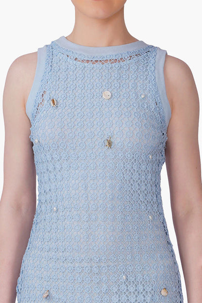 Ocean Net Shell Embroidered Bodycon Dress