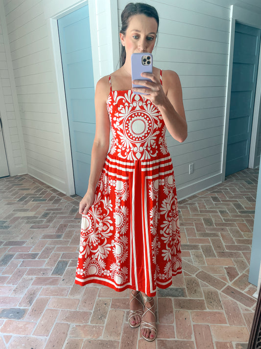 Gathered Waist Midi Dress