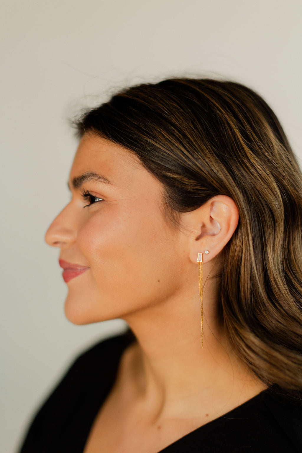 Triple Chain & Pearl Drop Earrings