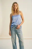 Lace Trim Satin Top