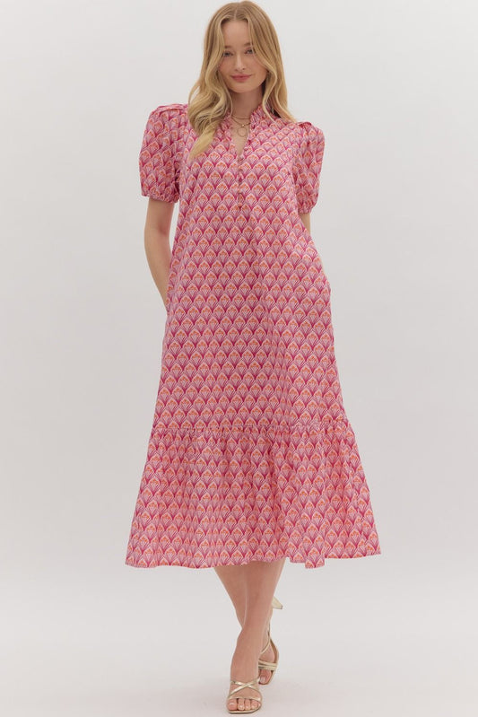 Geometric Print Maxi Dress