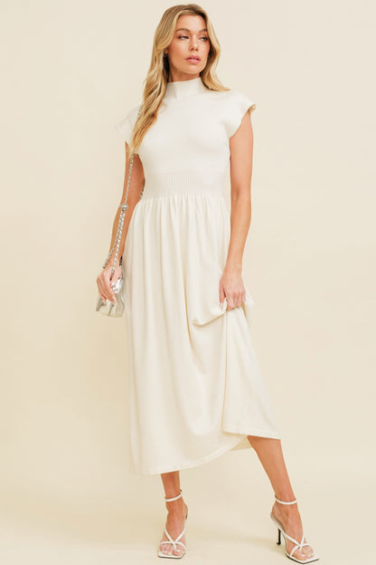 Mock Neck Stretch Maxi Dress
