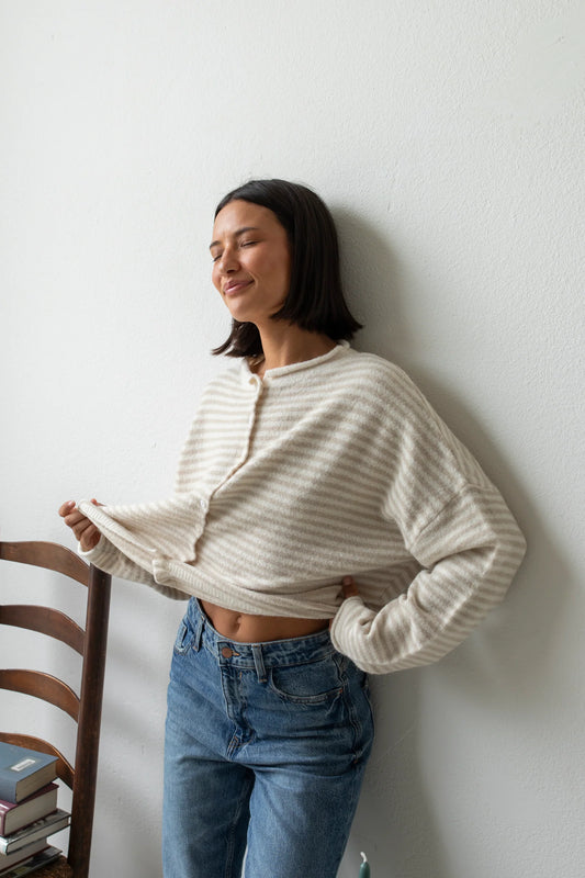 Cream Mini Stripe Piper Cardigan