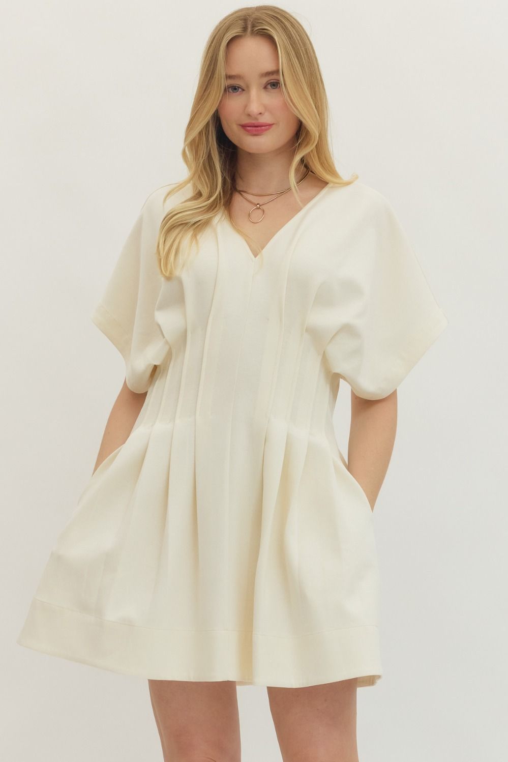 Dolman Pleated Mini Dress