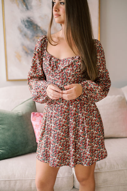 LONGSLEEVE FLORAL PRINT DRESS