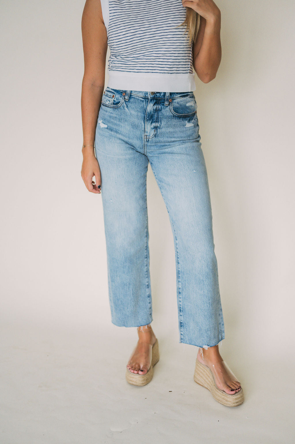 PLEASER HIGH RISE WIDE ANKLE JEAN
