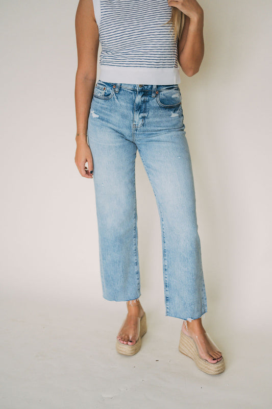 PLEASER HIGH RISE WIDE ANKLE JEAN