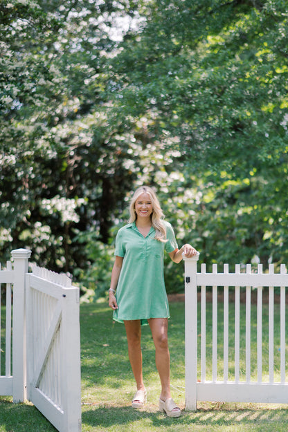 Short Sleeve Washed Denim Shirt Dress
