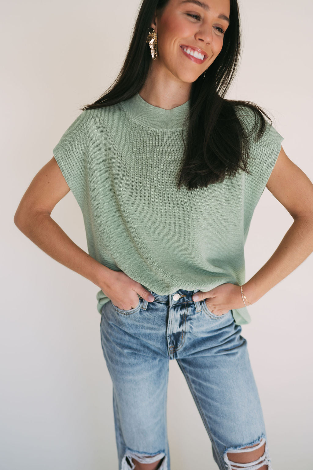 CAP SLEEVE SWEATER