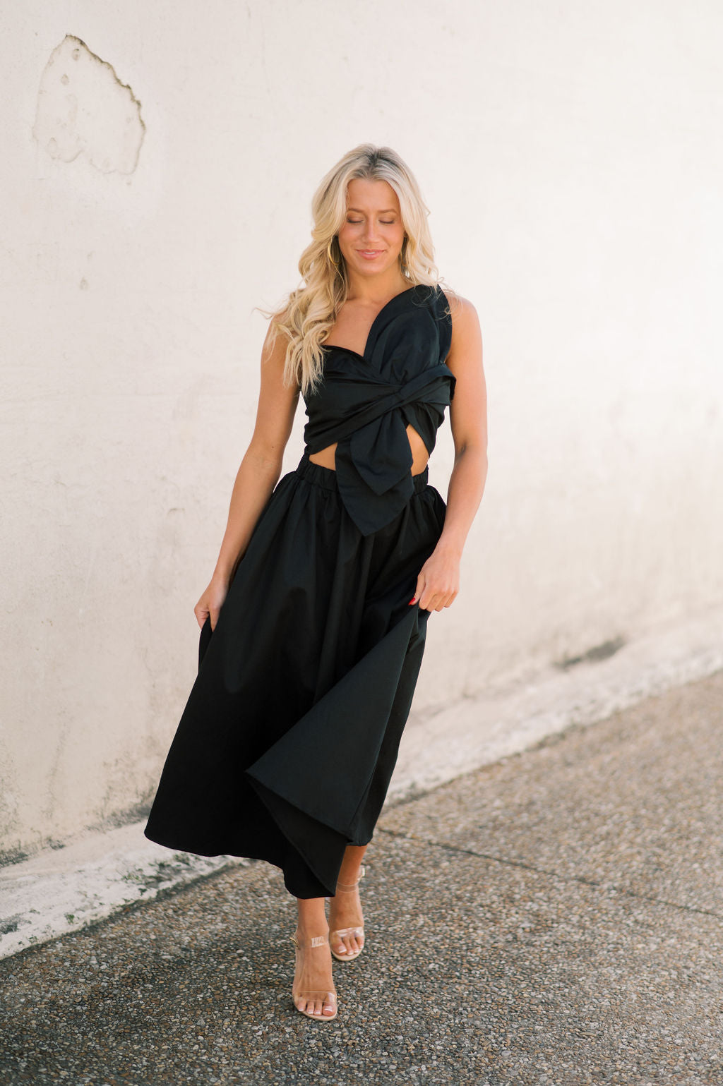 Knotted Flower Bow Midi Dress