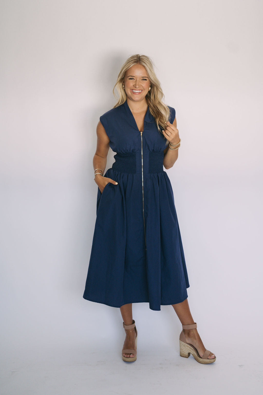 Midi Dress with Front Zipper