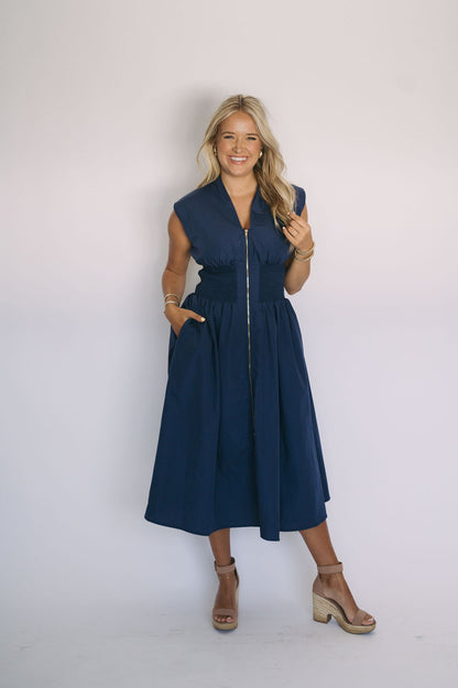 Midi Dress with Front Zipper