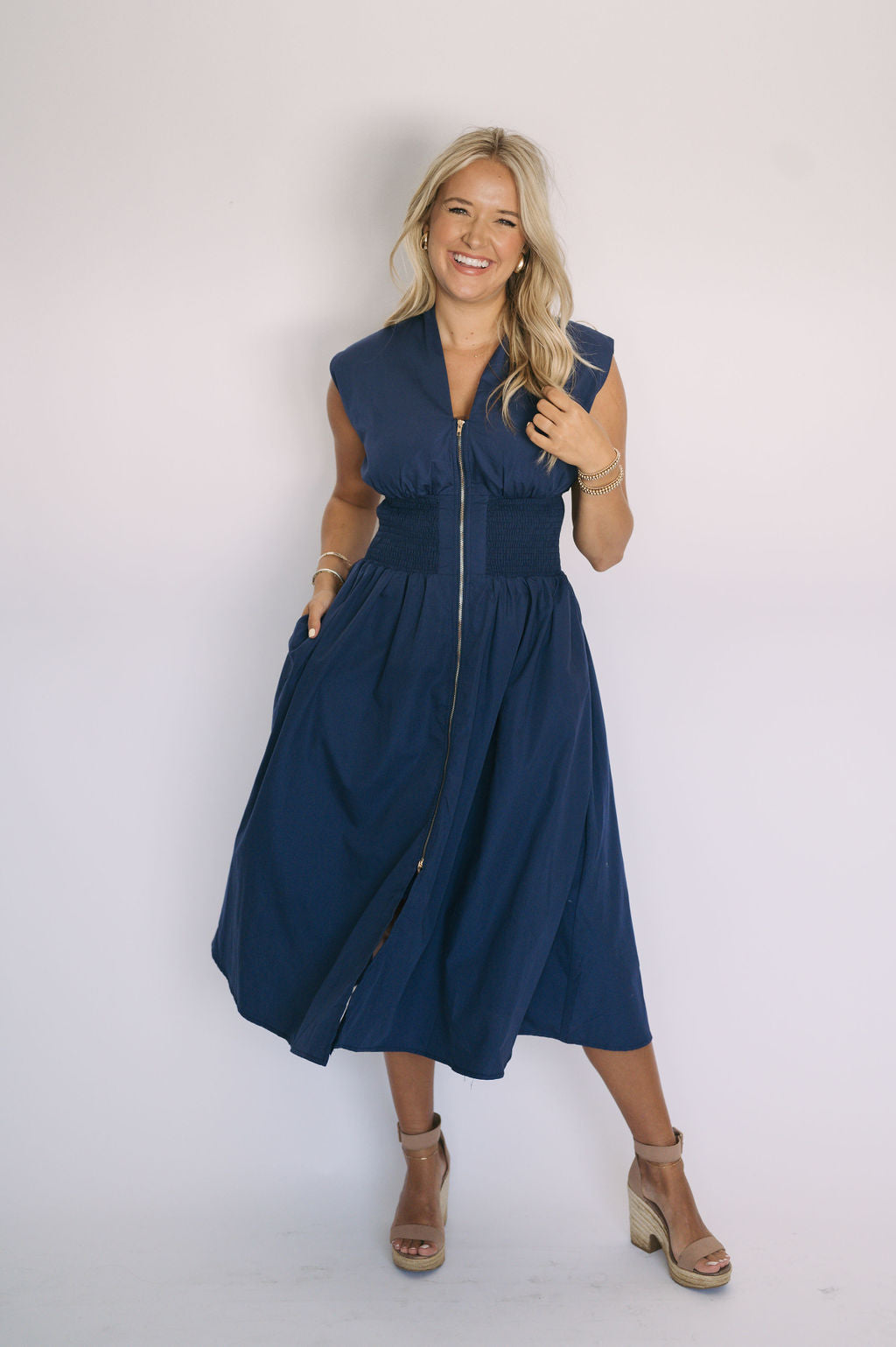 Midi Dress with Front Zipper