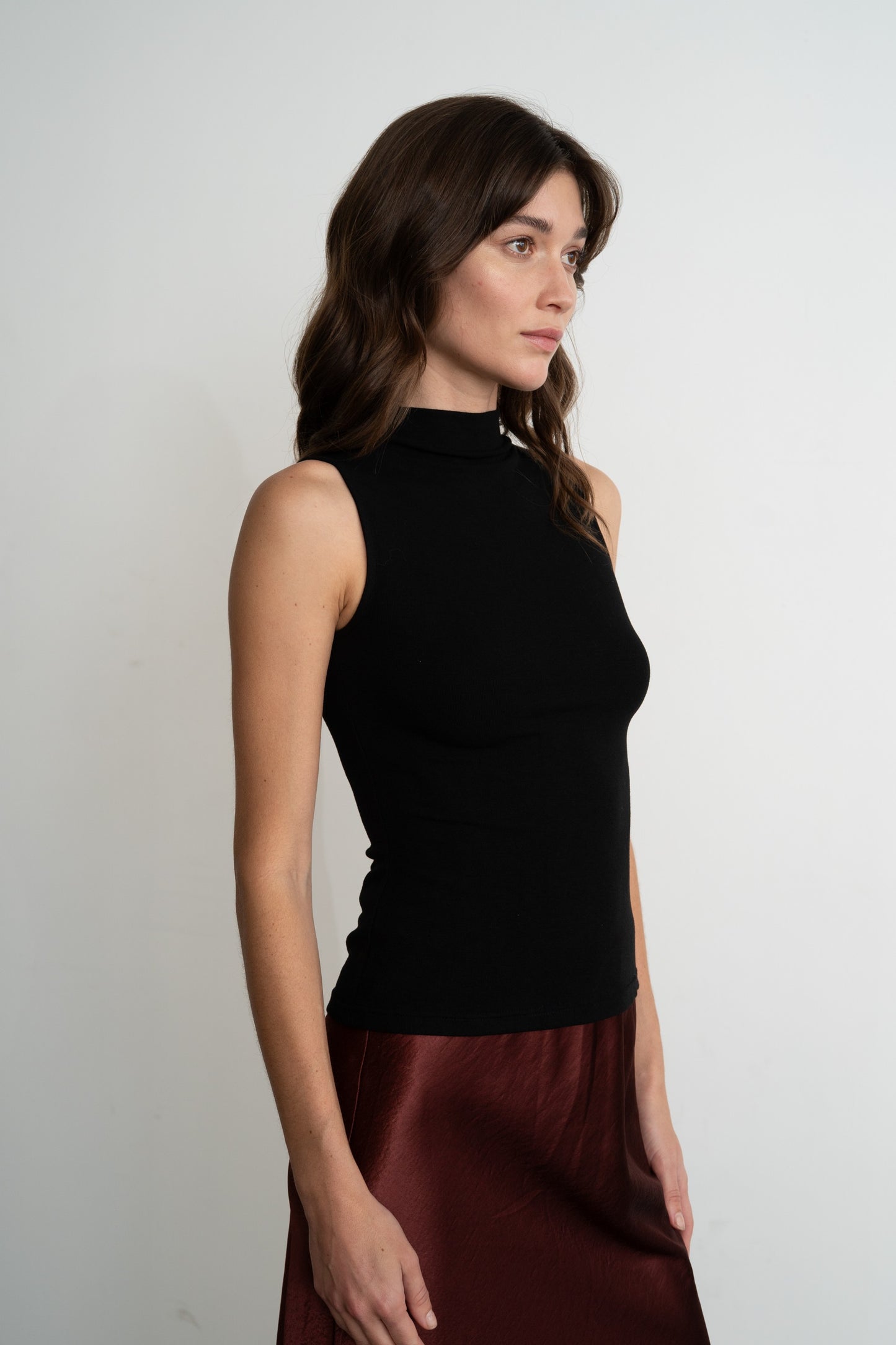 Mock Neck Sleeveless Top