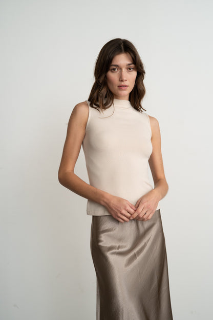 Mock Neck Sleeveless Top