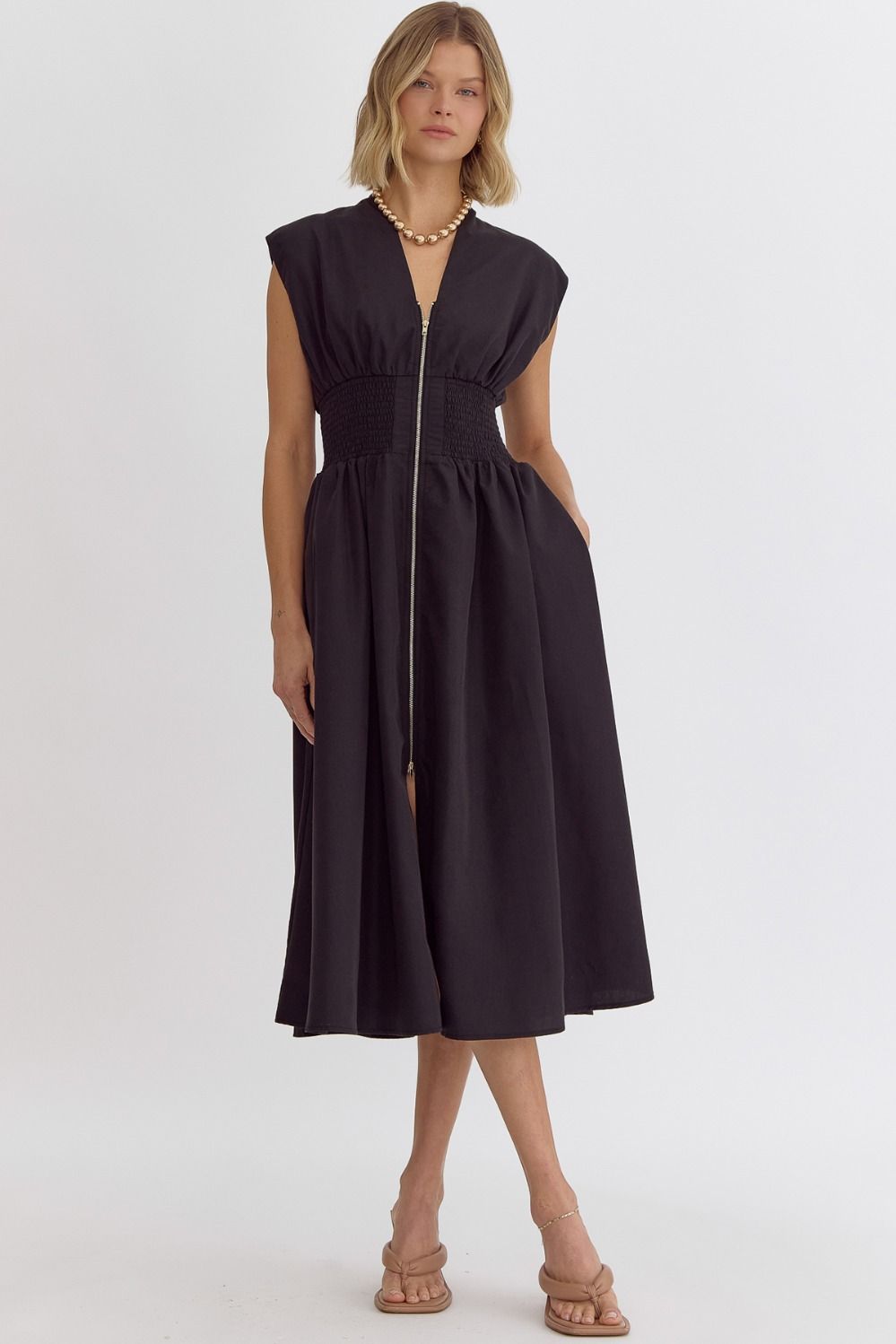 Midi Dress with Front Zipper