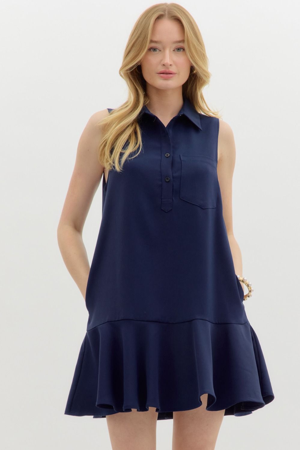 Ruffle Hem Sleeveless Dress