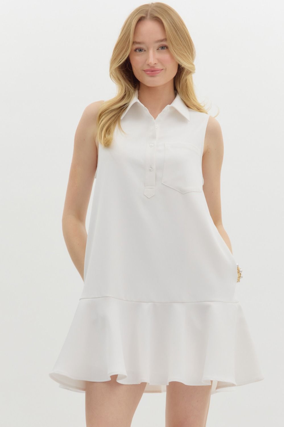 Ruffle Hem Sleeveless Dress