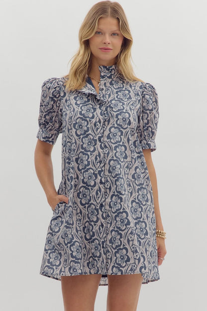 Floral Pattern Mini Dress