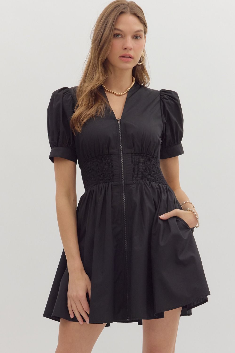 Front Zip Mini Dress