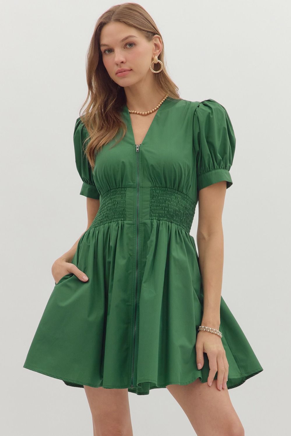 Front Zip Mini Dress