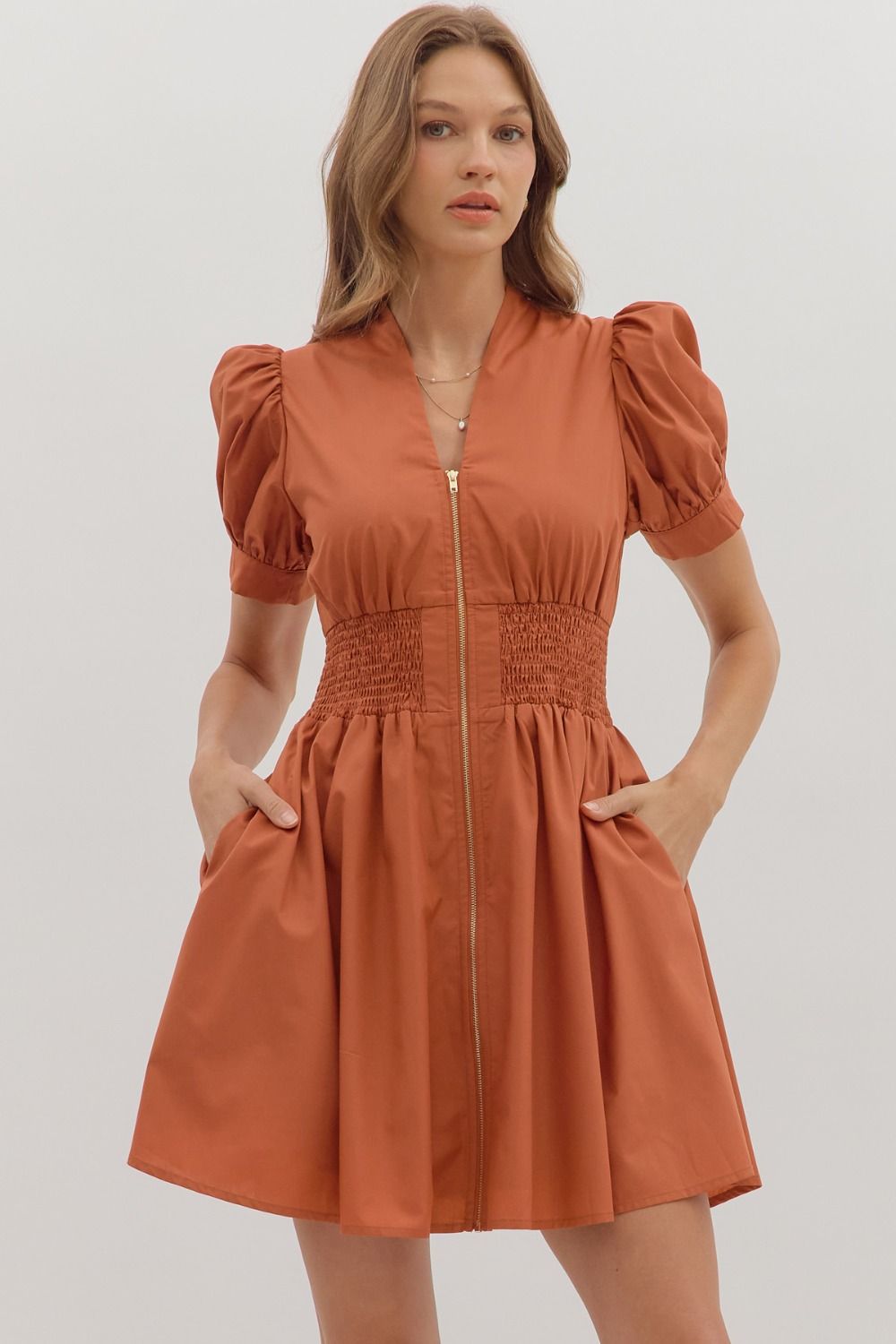 Front Zip Mini Dress