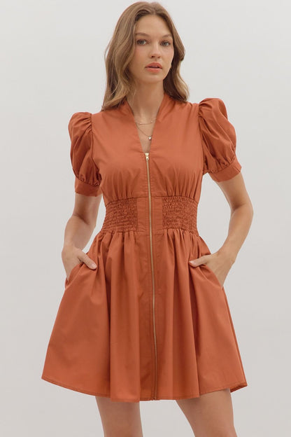 Front Zip Mini Dress