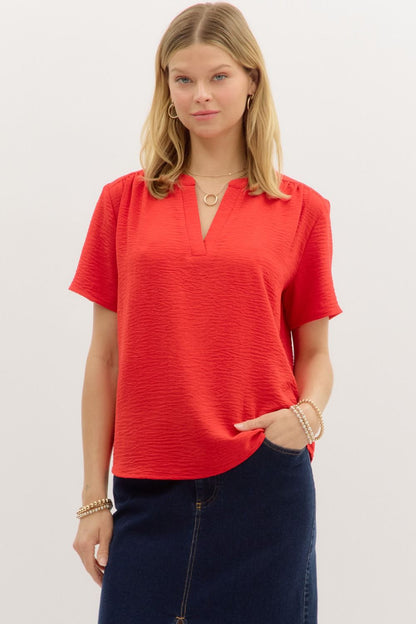 Lightweight Woven Short Sleeve Top