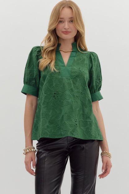 Floral Embroidered Short Sleeve Top