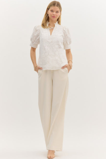 Floral Embroidered Short Sleeve Top