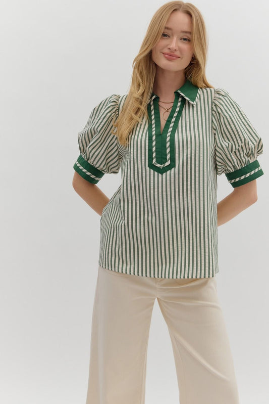 Striped Contrast Band Top