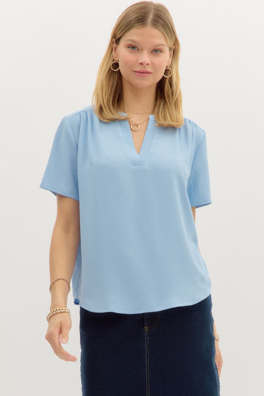 Lightweight Woven Short Sleeve Top