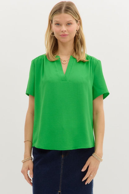 Lightweight Woven Short Sleeve Top