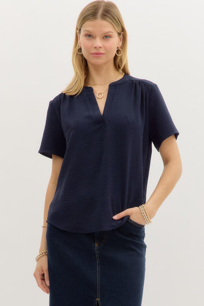 Lightweight Woven Short Sleeve Top