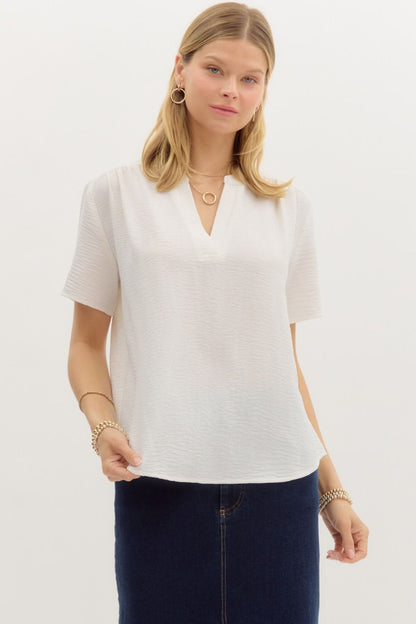 Lightweight Woven Short Sleeve Top