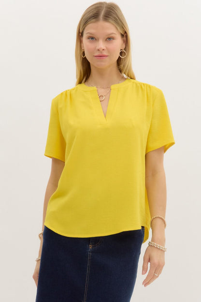 Lightweight Woven Short Sleeve Top