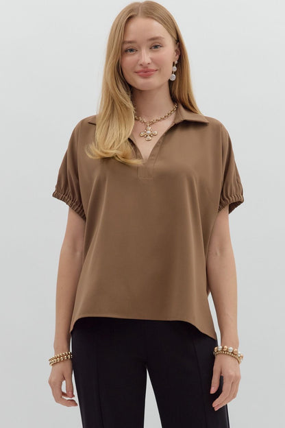 Lightweight Woven Collared Top