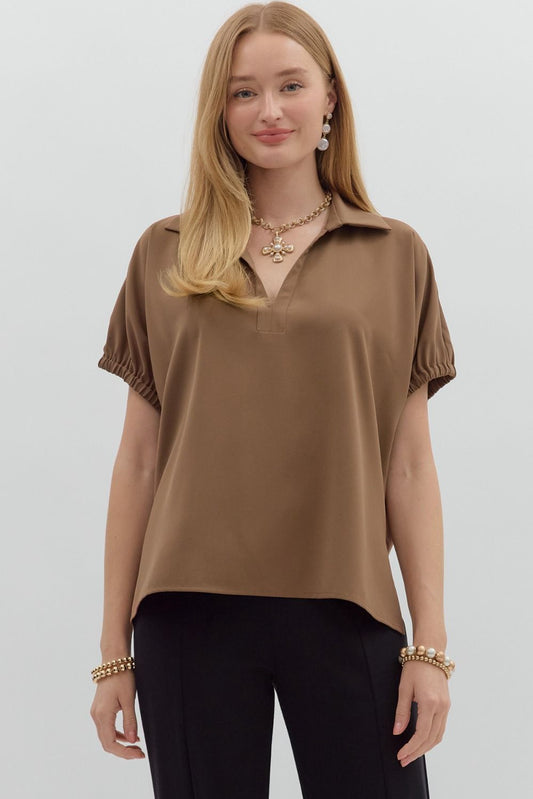 Lightweight Woven Collared Top