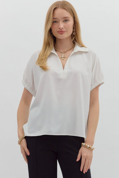 Lightweight Woven Collared Top
