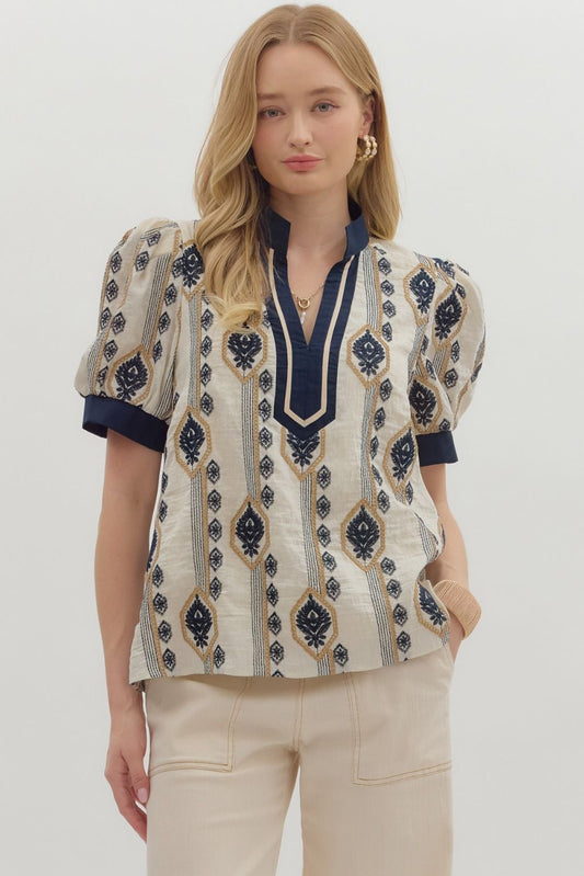 Abstract Print Contrast Band Top