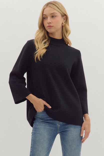 Mock Neck Bell Sleeve Sweater