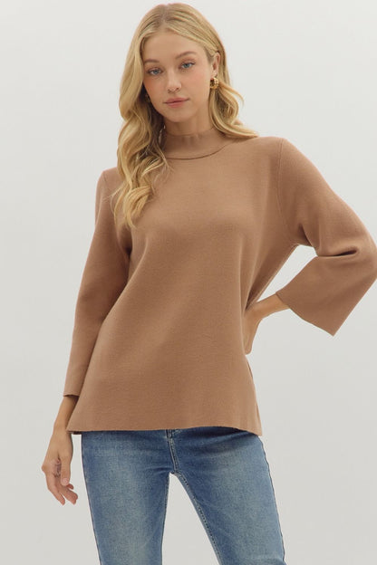 Mock Neck Bell Sleeve Sweater
