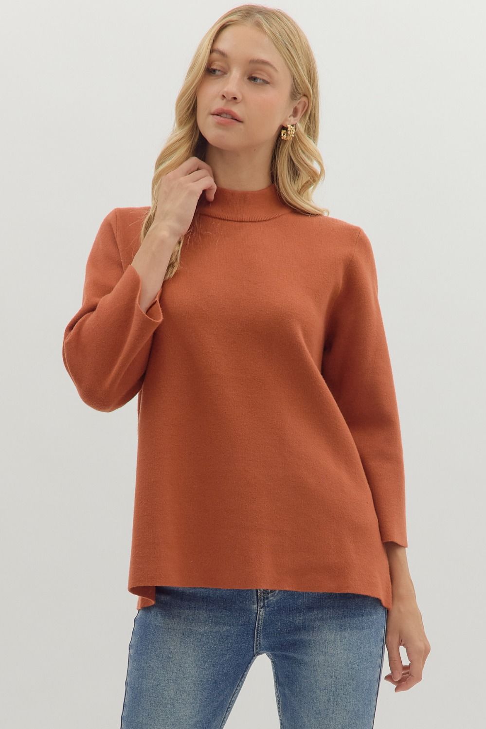 Mock Neck Bell Sleeve Sweater
