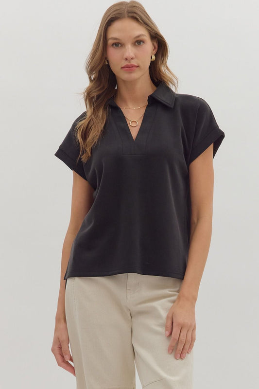 Collared Cuff Sleeve Top