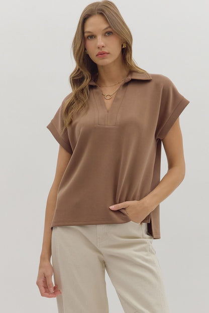 Collared Cuff Sleeve Top