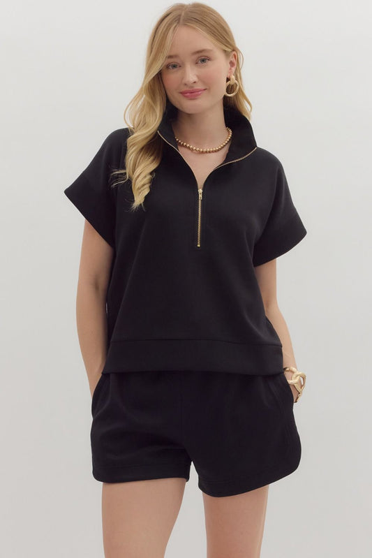 Zip Front High Neck Top