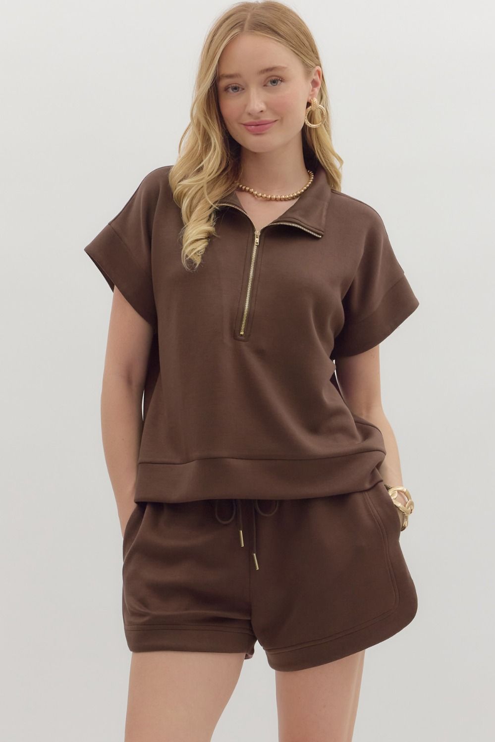 Zip Front High Neck Top