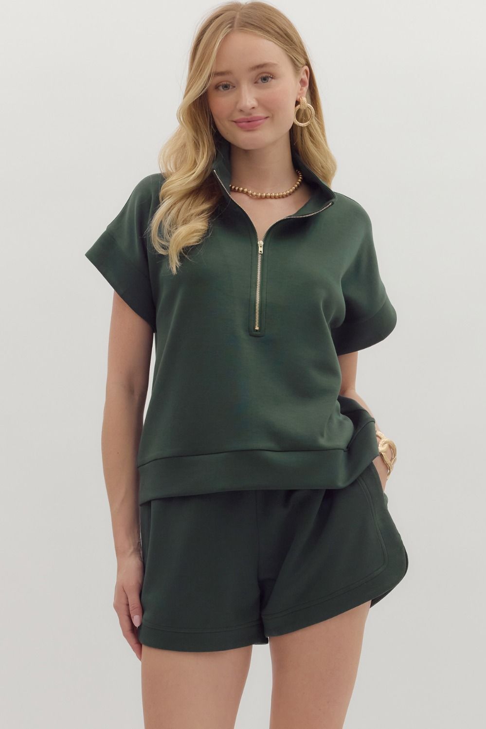 Zip Front High Neck Top