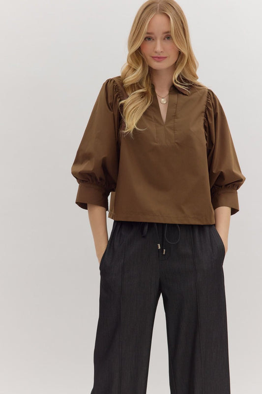 Collared Large Cuff Top