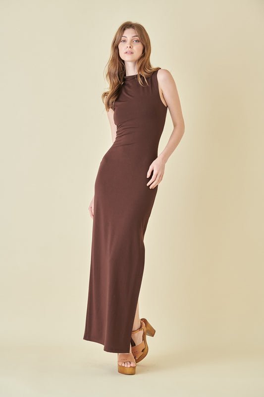 Draped Sleeveless Maxi Dress